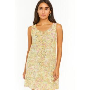 J jill love linen floral cottagecore pocket dress midi shift summer sleevless S